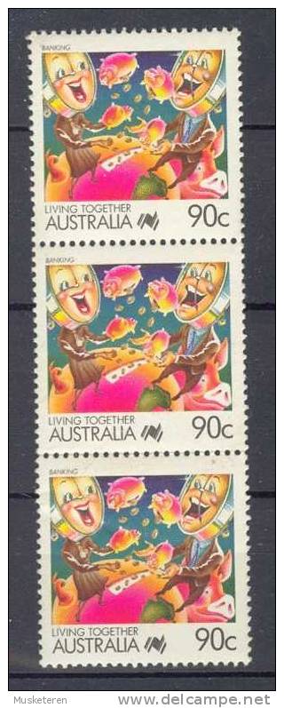 Australia 1988 SG. 1134   90 C. Living Together Banking Vertical 3-Stripe MNH - Mint Stamps