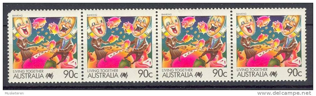 Australia 1988 SG. 1134   90 C. Living Together Banking Horizontal 4-Stripe MNH - Neufs