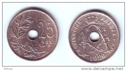 Belgium 25 Centimes 1926 (legend In Dutch) - 25 Centimes