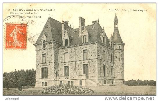 VENDEE-vendee - Ref B226- Les Moutiers Les Mauxfaits - Chateau De Bois Lambert  M Amelineau Propriet  - Carte Bon Etat - - Moutiers Les Mauxfaits