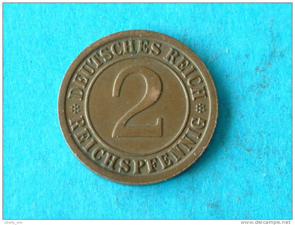 1924 F - 2 REICHSPFENNIG / KM 38 ( For Grade, Please See Photo ) ! - 2 Rentenpfennig & 2 Reichspfennig