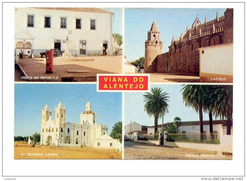 Portugal Cor 5153 – ALENTEJO - VIANA DO ALENTEJO - PRAÇA DA REPUBLICA CASTELO NS AIRES  ESCOLA PREPARATÓRIA - Evora