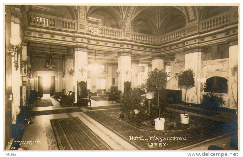 OLD RPPC HOTEL WASHINGTON LOBBY SEATTLE 1909 - Seattle