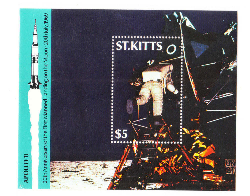 St Kitts 1989 Moon Landing 20th Anniversary Apollo 11 Mission Space S/S MNH - St.Kitts And Nevis ( 1983-...)