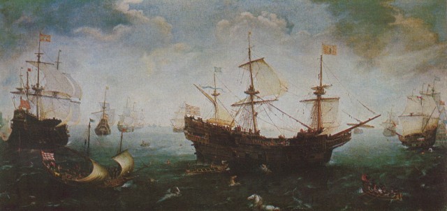 Art Print Reproduction On Original Painting Canvas, New Picture, Sea, Ancient Ship, Spanish Armada, Claesz - Prints & Engravings