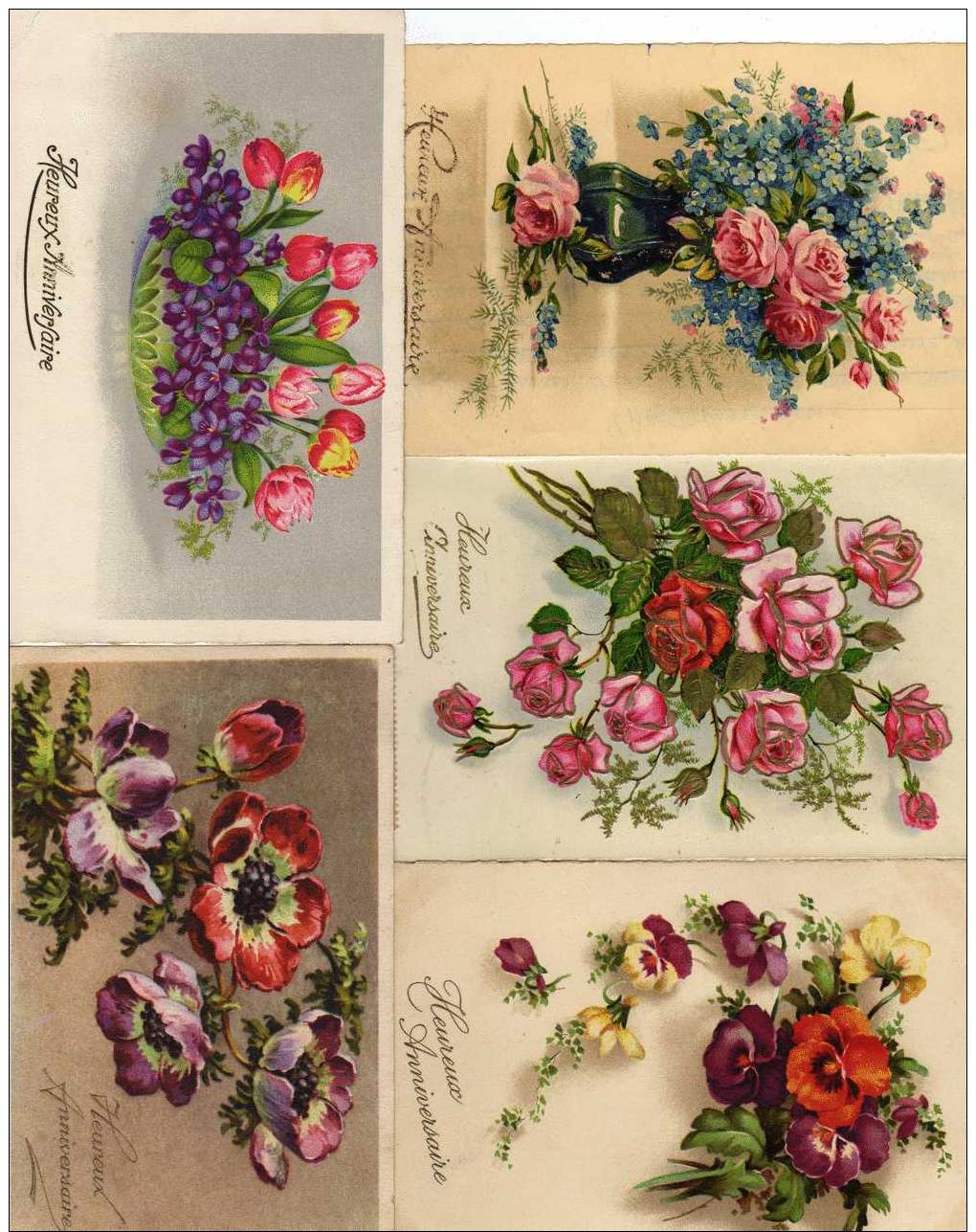 Lot De 15 Cpa Fleurs Bonne Anniversaire Toutes Circulées Toutes Scaner - Other & Unclassified