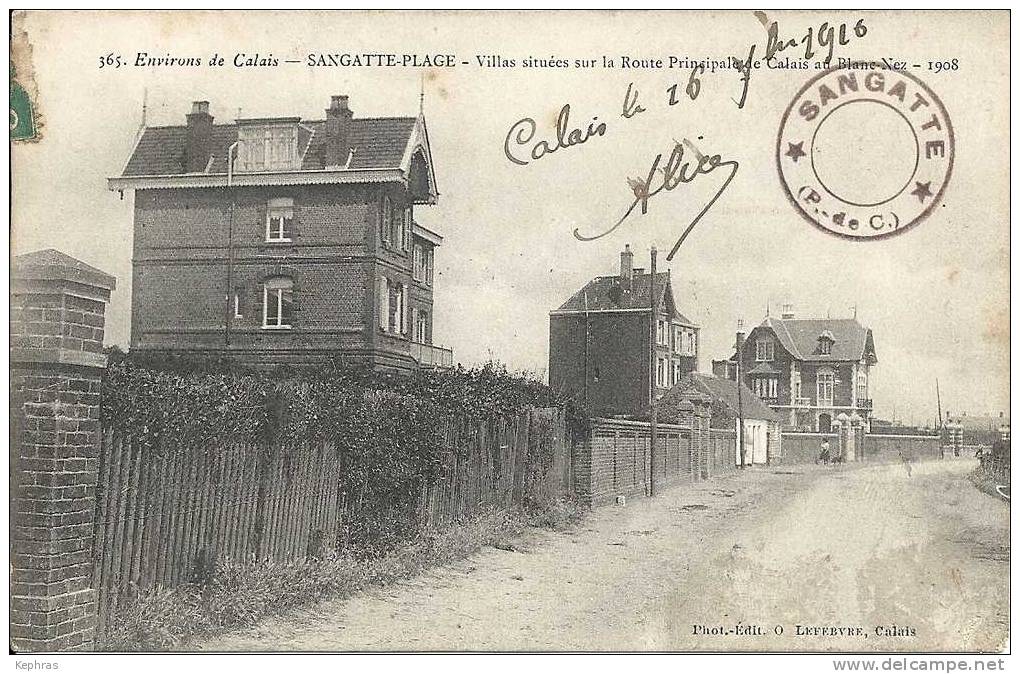 365. Environs De Calais - SANGATTE-PLAGE : Villas Route De Calais Au Blanc-nez - RARE CPA - Cachet De La Poste 1910 - Sangatte
