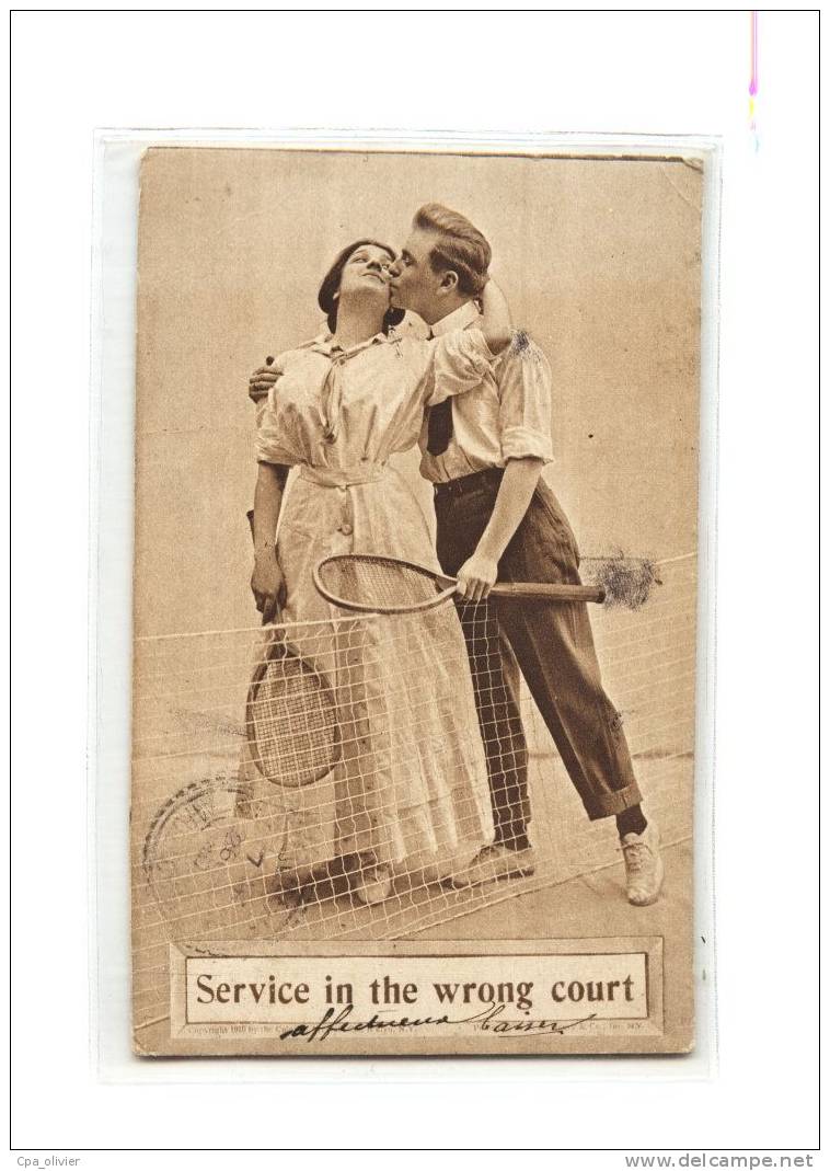 TH SPORTS Tennis, Couple Au Filet, Raquette, Service In Wrong Court, Ed ?, 1910 - Tennis