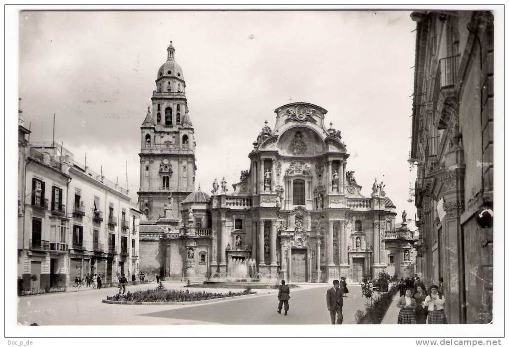 Spain - Murcia  - Fachada Principal De La Catedral Y Plaza De Belluga  - 1962 - Murcia