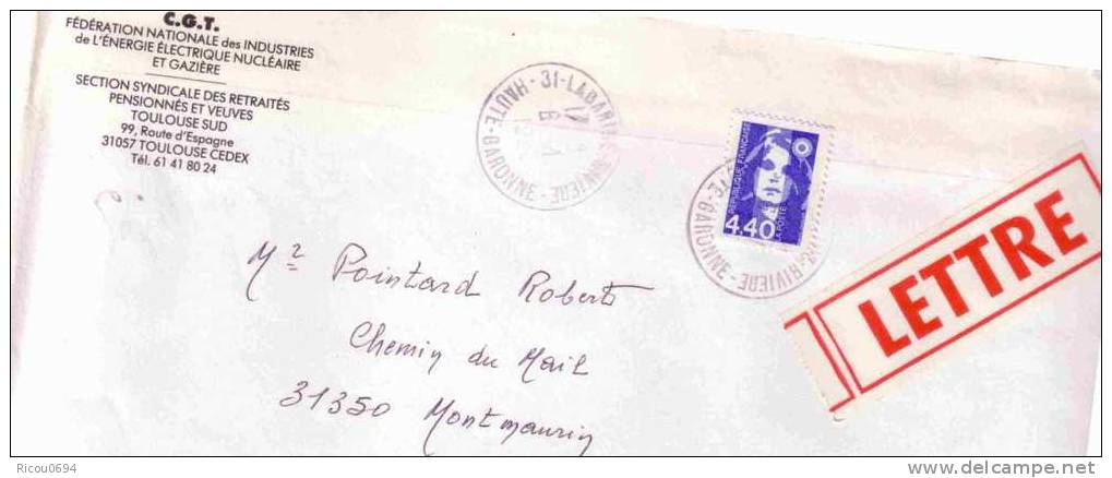 35- Lettre CGT Années 80 - Storia Postale