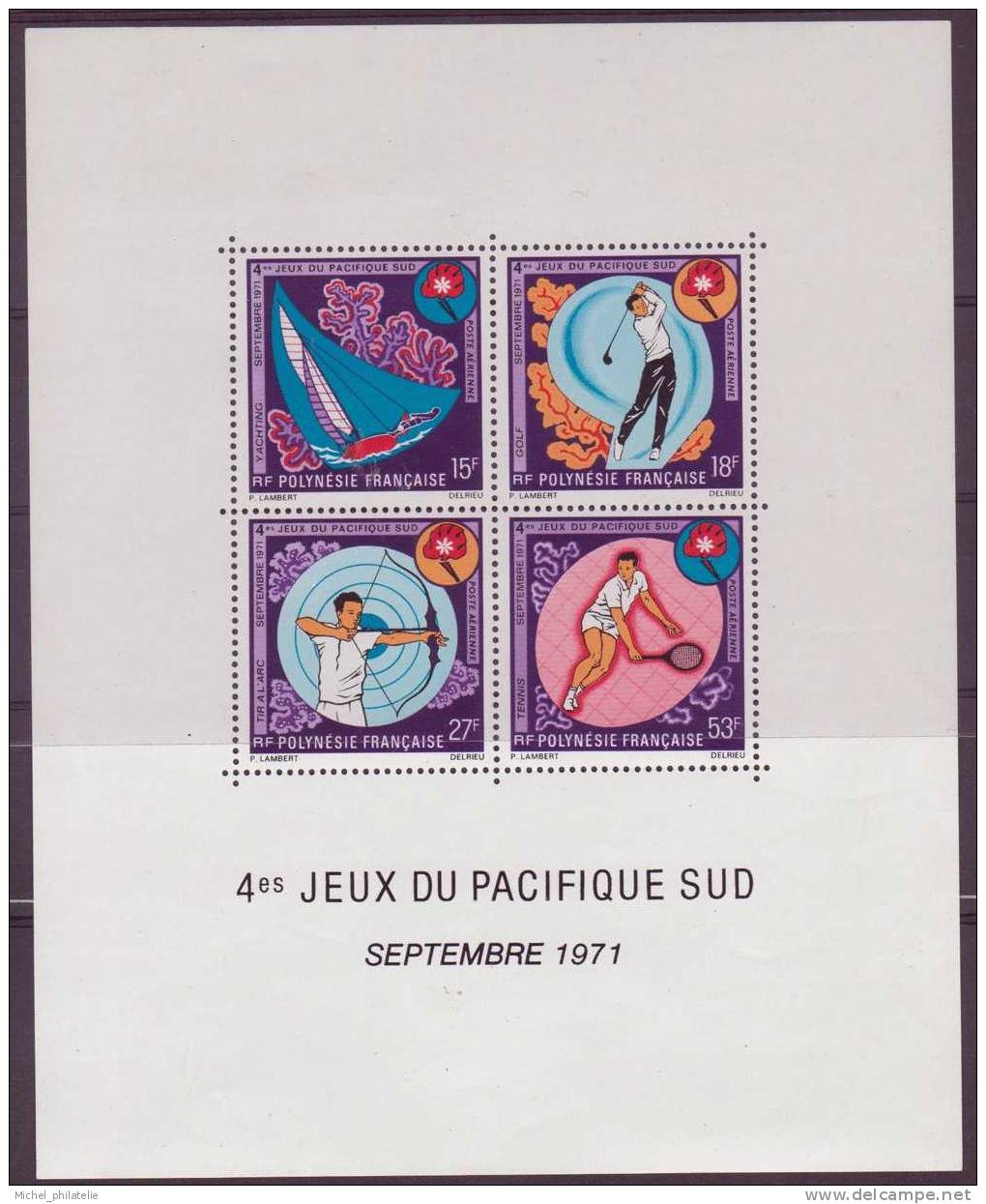 POLYNESIE N° 2 B.F** NEUF SANS CHARNIERE  4es JEUX DU PACIFIQUE SUD SEPTEMBRE 1971 - Blocs-feuillets