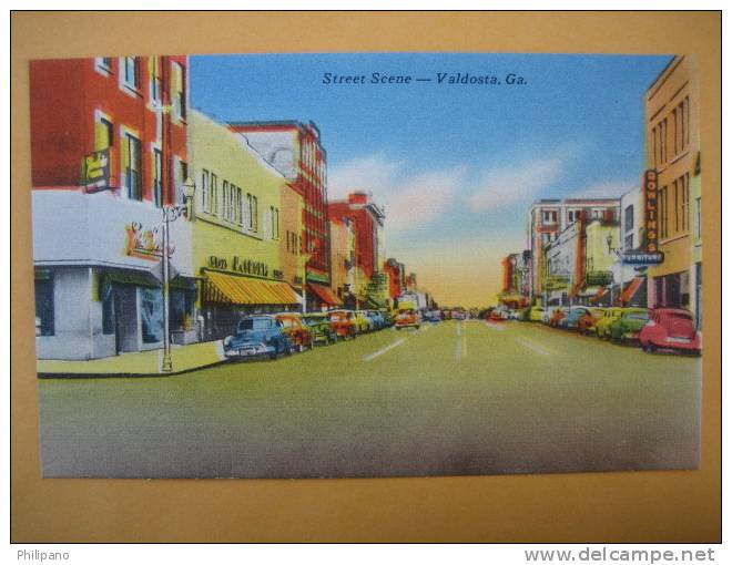 Valdosta Ga-- Street Scene  Linen - Andere & Zonder Classificatie