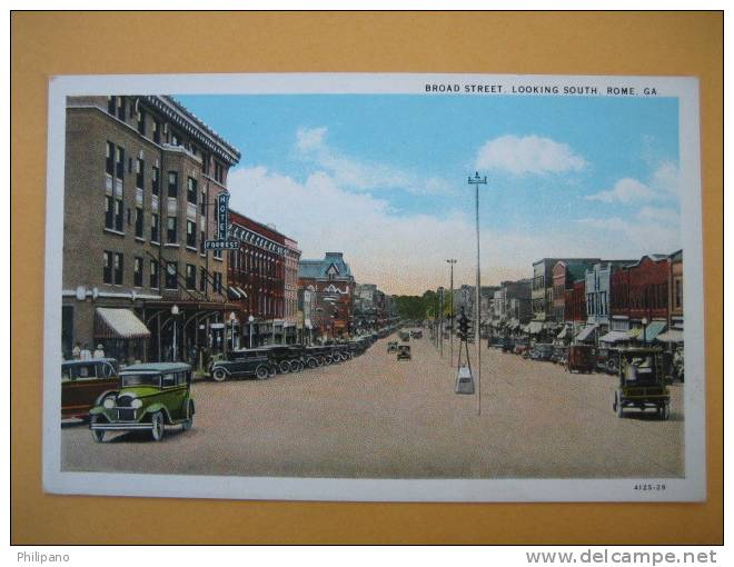 Rome Ga              Broad Street Looking South   Vintage Wb - Sonstige & Ohne Zuordnung