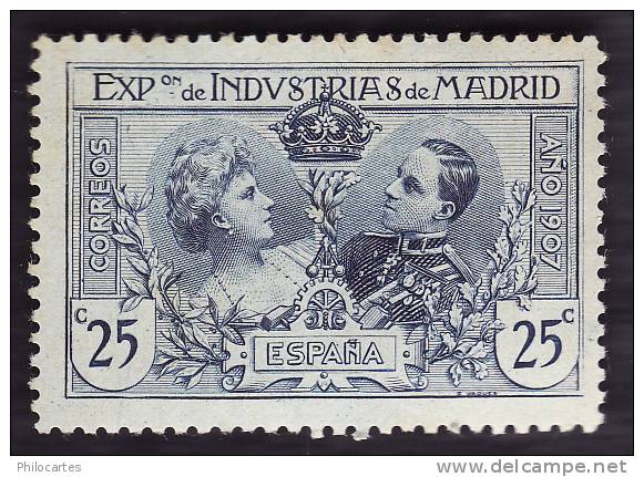 ESPAGNE. 1907 -  Y&T  238  - Exposition De Madrid   25c  Bleu -  Neuf* -  Cote 5.50e - Nuevos