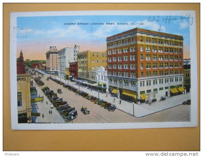 Macon Ga     Cherry Street Looking  West 1939 Cancel - Sonstige & Ohne Zuordnung