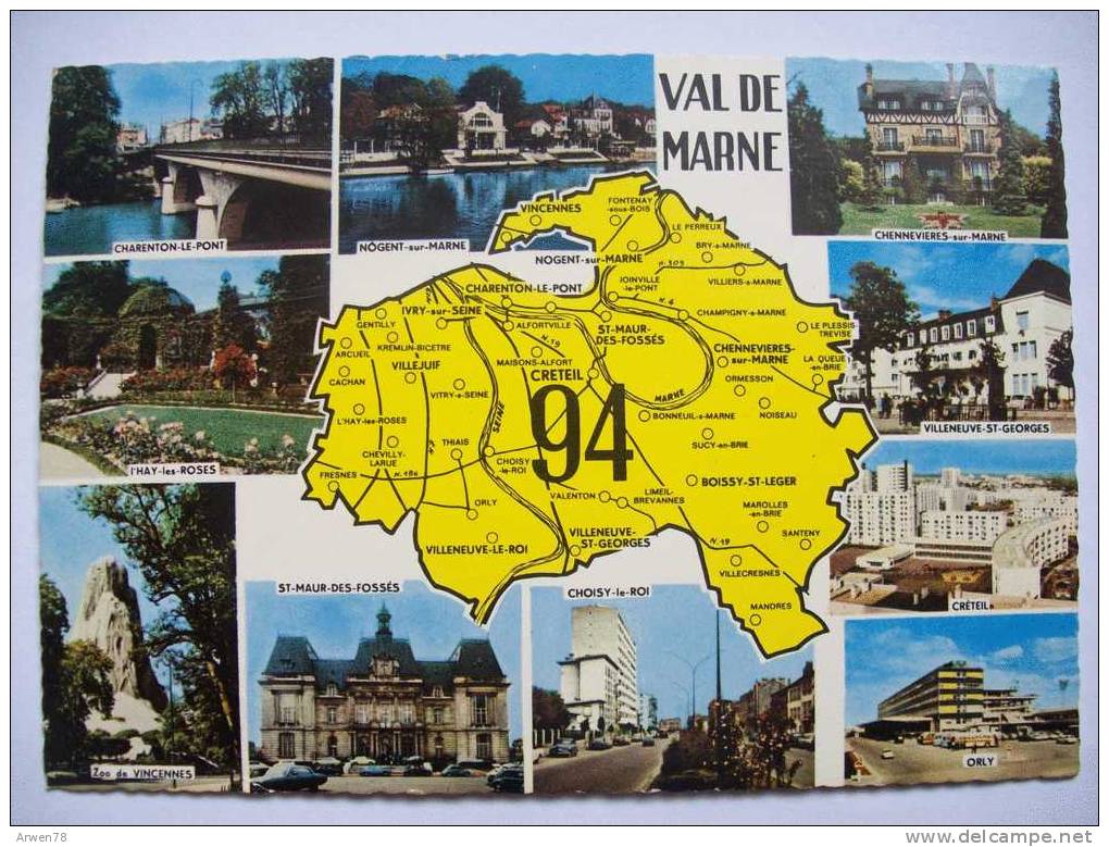 Carte Departementale Val De Marne 94 Orly L Hay Charenton Nogent Etc  Recto/ Verso - Ile-de-France