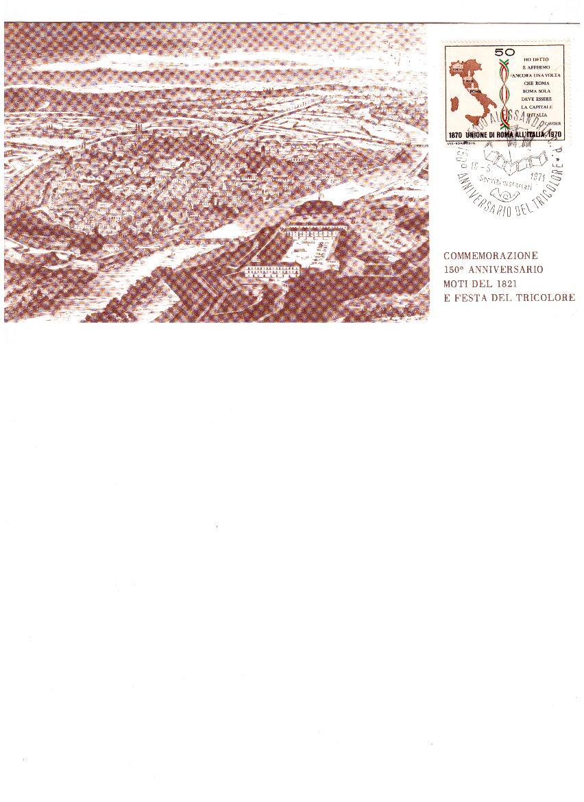 562  -  CARD  Commemorazione 150° Ann. Moti Del 1821 E Festa Del Tricolore - Alessandria 16.5.1971 - Inaugurazioni