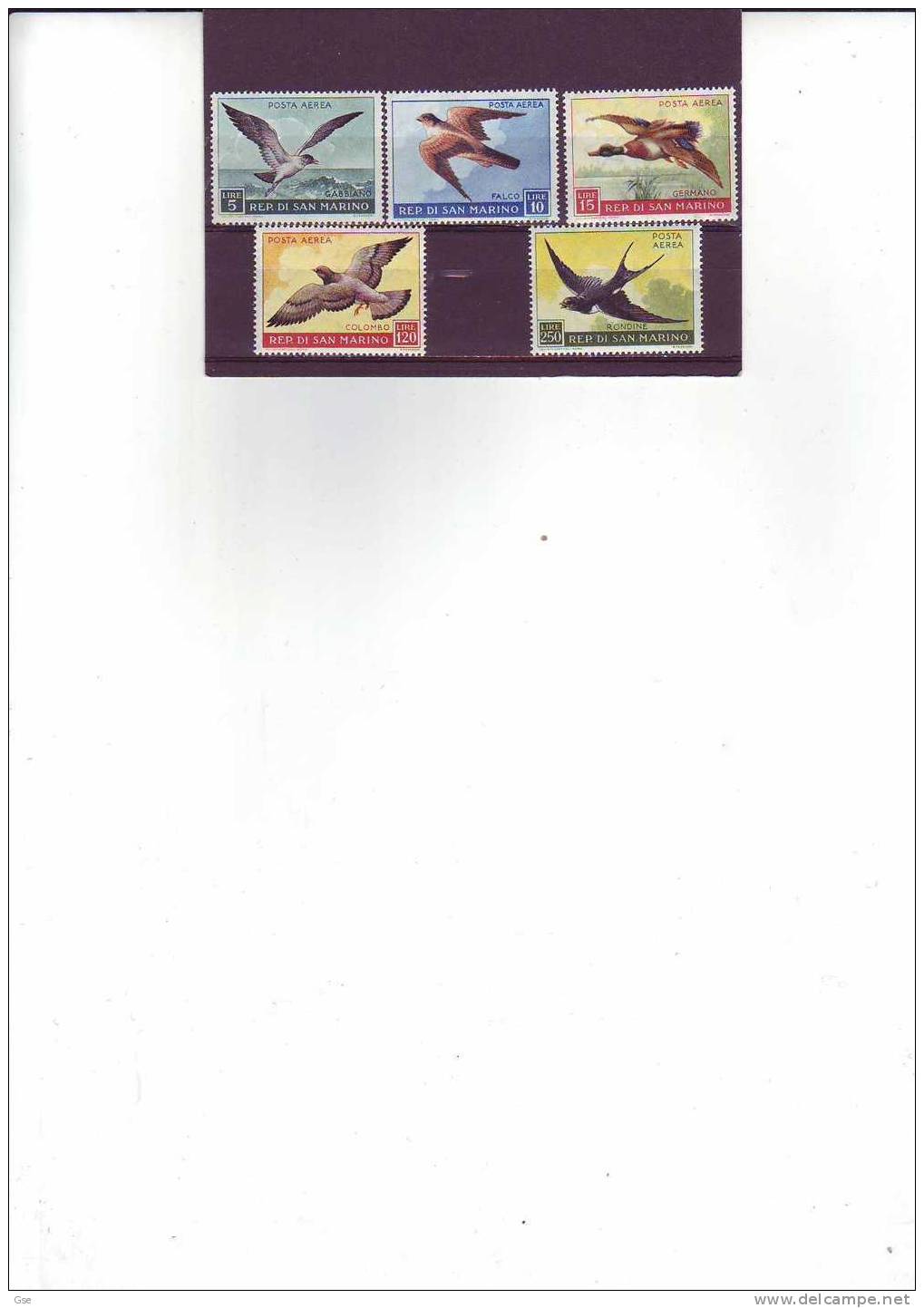 S. MARINO 1959- Yvert  111/5** - Uccelli - Unused Stamps