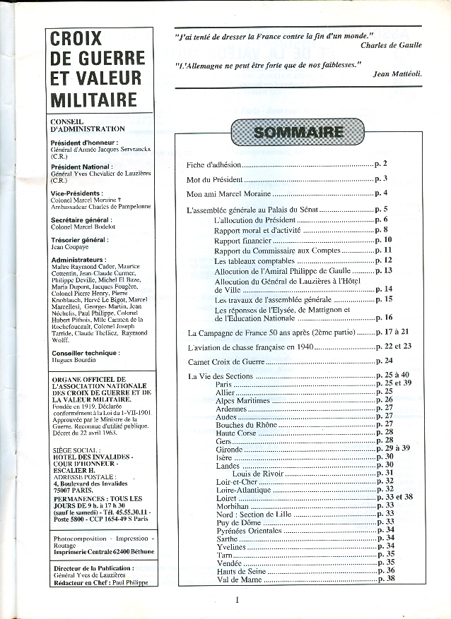 CROIX DE GUERRE ET VALEUR MILITAIRE (n° 90, 1990) : Contre-torpilleur "Fantasque", Aviation, Campagne De France... - French