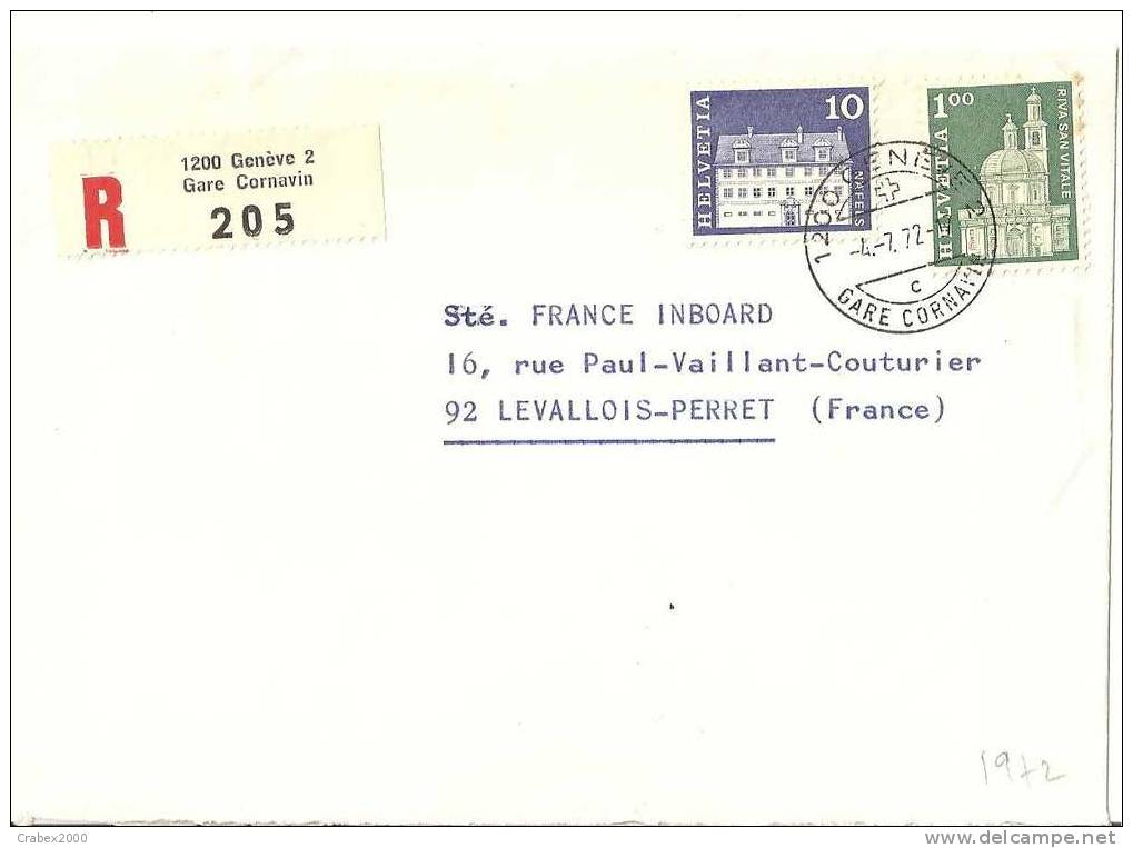 N° Y&t 816+821   Lettre   GENEVE       Vers    FRANCE     Le   04 JUILLET1972 - Lettres & Documents
