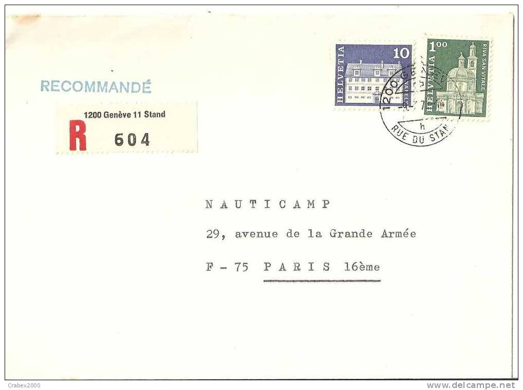 N° Y&t 816+821   Lettre   GENEVE       Vers    FRANCE     Le   XX SEPTEMBRE1972 - Lettres & Documents