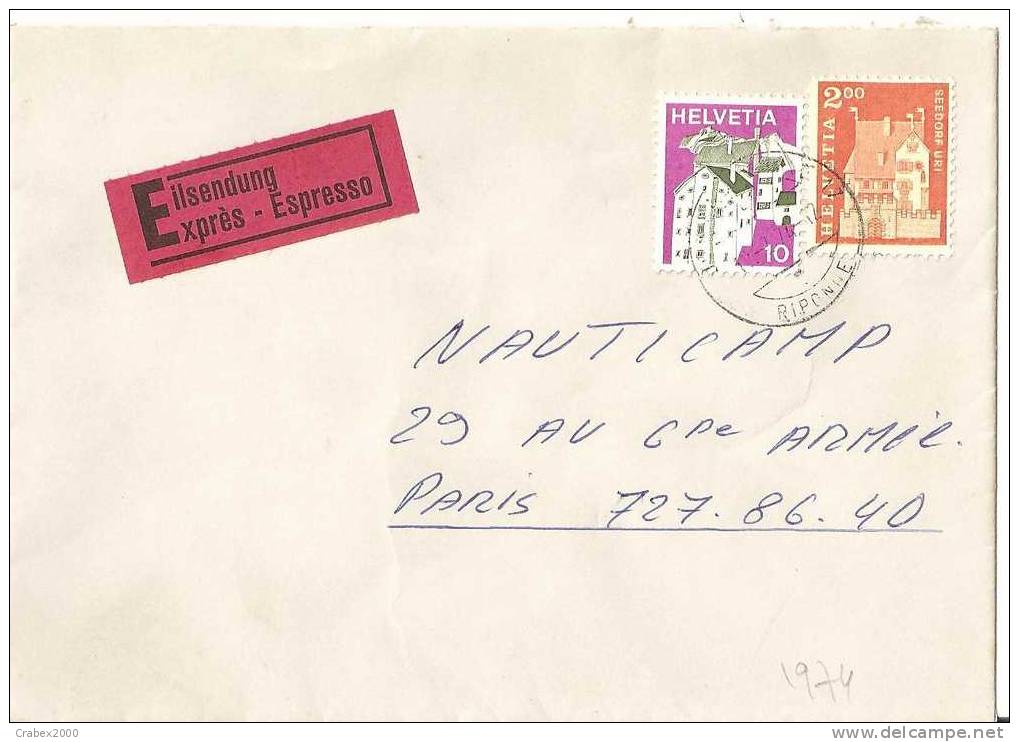 N° Y&t 934+796  Lettre   XXX        Vers    FRANCE   Le   12 JUILLET1974 - Lettres & Documents