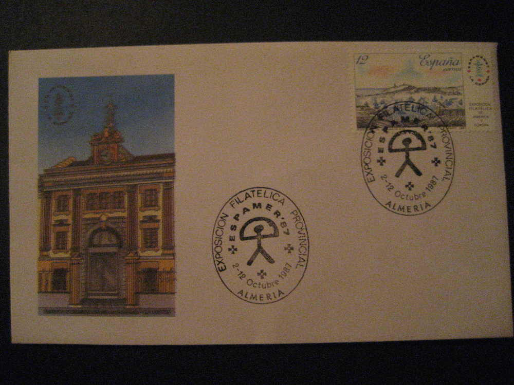 ALMERIA 1987 Espamer 87 America Europa Colon Fabrica Tabaco Tobacco Coruña Matasellos Especial Sobre Cover Lettre - Storia Postale