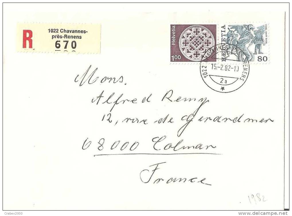 N° Y&t   968+1040  Lettre   CHAVANNES     Vers    FRANCE   Le   15 FEVRIER 1982 - Storia Postale