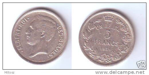 Belgium 5 Francs / 1 Belga 1931 (legend In French) Pos A - 5 Francs & 1 Belga