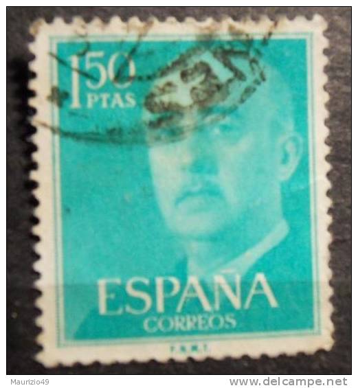 SPAIN 1954-56 Nr 827 Gen. Franco 1.50 P - Used Stamps