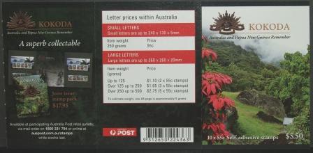 Australia 2010 Kokoda Mint Unfolded Booklet With 10x 55c Stamps - Neufs