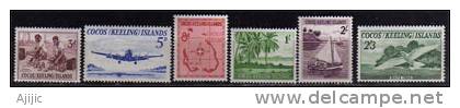 Cocos. Premiere Serie Yvert 1/6.  6 T-p Neufs ** Sans Charnière.  Côte 80.00 € - Kokosinseln (Keeling Islands)