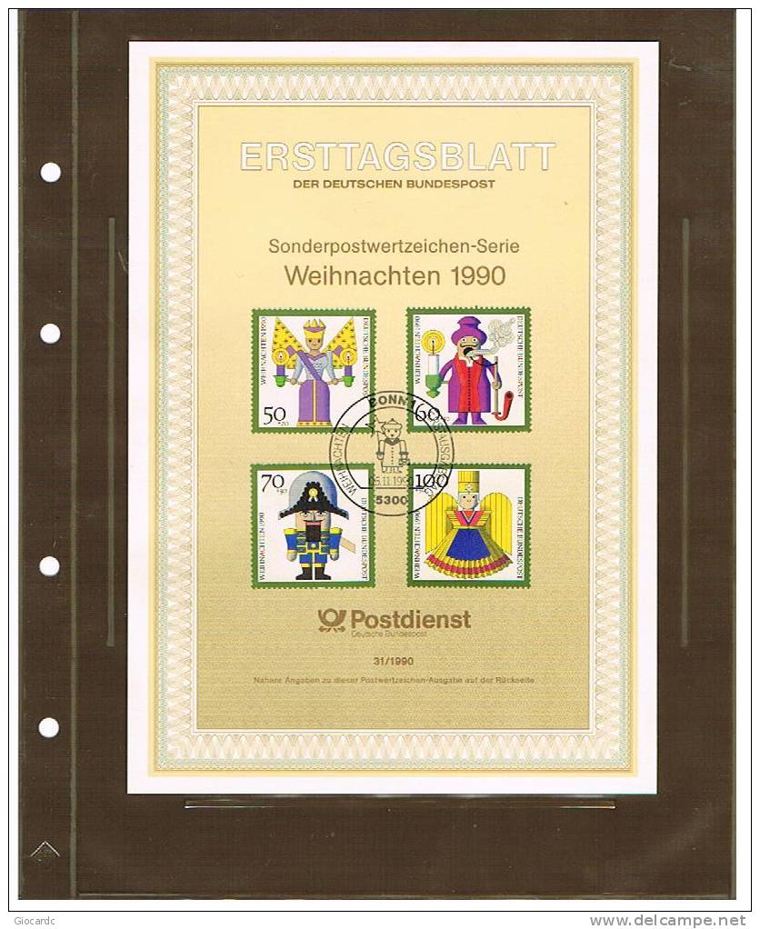 GERMANIA - ERSTTAGSBLATT (ETB)   - 31.1990 NATALE     (1^ GIORNO EMISSIONE) - Andere & Zonder Classificatie