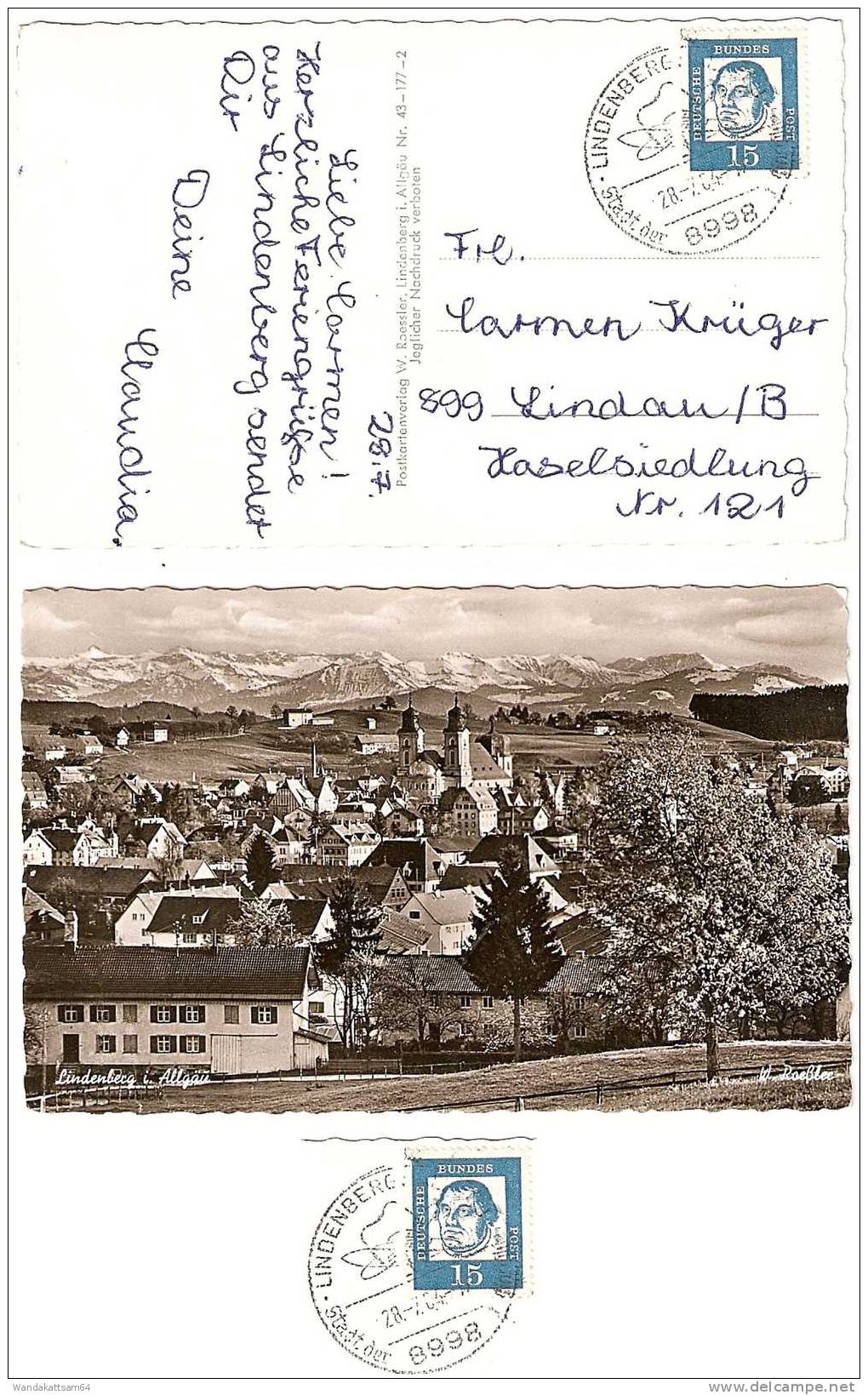 AK 431772 Lindenberg Im Allgäu Mt Blick Auf Berge 28-.7.64 - 17  8998 LINDENBERG - Stadt Der .... Nach 899 Lindau Am B. - Lindenberg I. Allg.