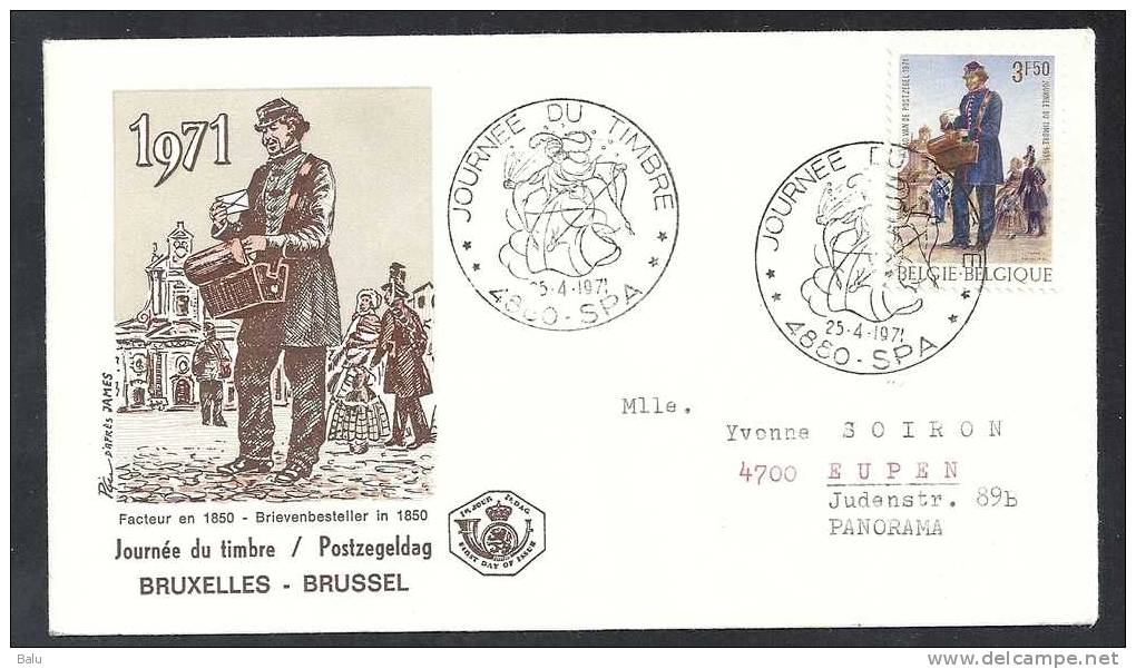 Belgien 1971 FDC MichelNr. 1631 Yvert No. 1577 Journée Du Timbre Dag Van De Postzegel Echt Gelaufen Von Spa - 1971-1980