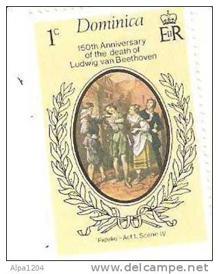 TIMBRE DE DOMINICA ""150th ANNIVERSARY OF THE DEATH  OF THE DEATH OF LUDWIG VAN BEETHOVEN" NON OBLITERE - Dominica (1978-...)