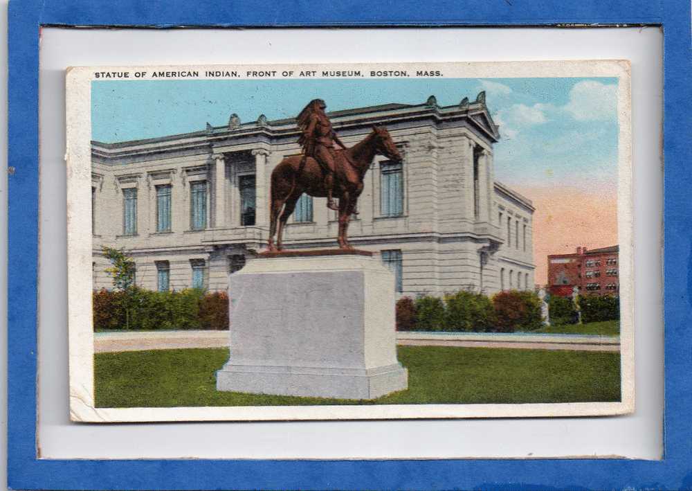 STATUE OF AMERICAN INDIAN FRONT OF ART MUSEUM. BOSTON. MASS. - Boston