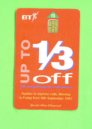 UK - Chip Phonecard/BT Third Off £5 - BT Allgemeine