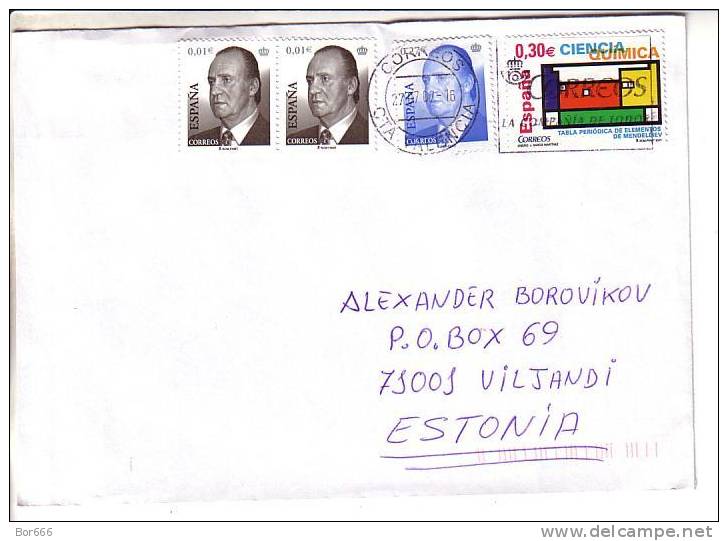 GOOD SPAIN Postal Cover To ESTONIA 2007 - Good Stamped: King ; Chemie - Lettres & Documents