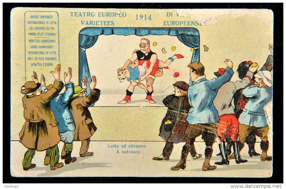 1914 TEATRO EUROPEO CAMPIONATO INT.LE DI LOTTA CON I PIU' FAMOSI ATLETI D'EUROPA - GRAND CHAMPIONNAT DE LUTTE - Ringen