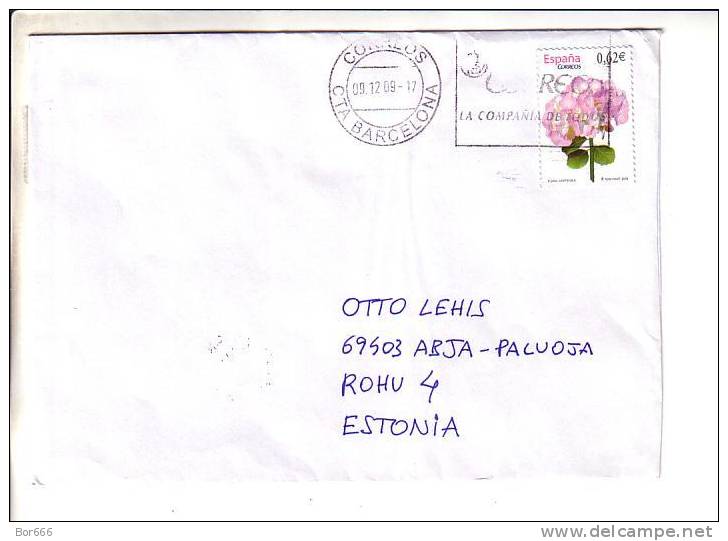 GOOD SPAIN Postal Cover To ESTONIA 2009 - Good Stamped: Flower - Covers & Documents