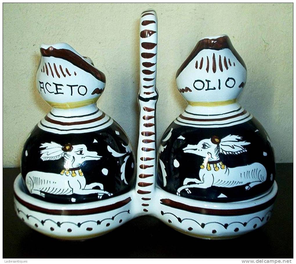 Deruta Mythology Cruet Set  - Olie En Azijn Set - Set Huile Et Vinaigre - DI 1327 - Deruta (ITA)