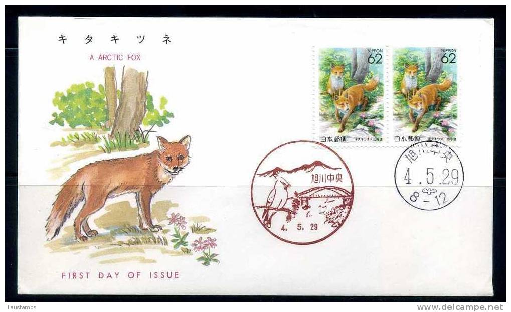 Japan 1992 Artic Fox(Hokkaido) Pair On FDC - Other & Unclassified