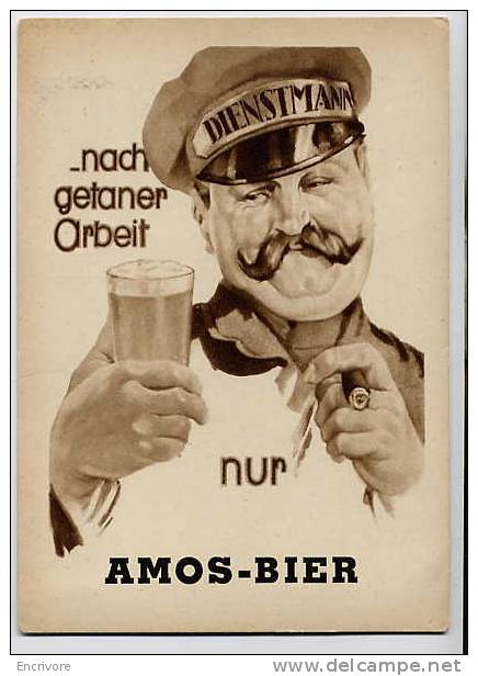 Cpsm AMOS BIER Homme Et Cigare Verre De Bière -reproduction Affiche -dumont Schauberg 801 1/2 - Cafés