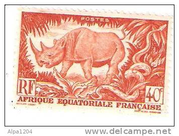 AFRIQUE EQUATORIALE FRANCAISE - THEME "FAUNE" RF 40 C NON OBLITERE - Rhinoceros
