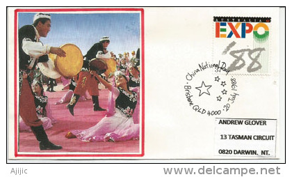 EXPO BRISBANE 88. (China National Day) Pavillon De La CHINE, Folklore Uygur,lettre Envoyée à DARWIN - Other & Unclassified