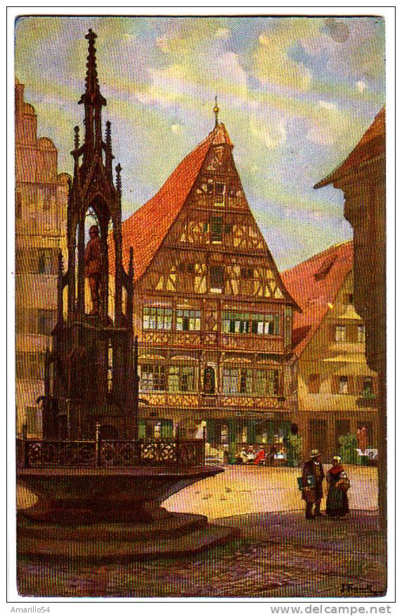 RAR Dinkelsbühl - Deutsches Haus, Brunnen - Künstler J. Frank Cca 1920 - Dinkelsbühl