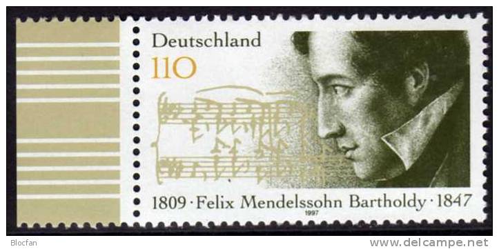 Felix Mendelssohn Bartholdy BRD 1953 Plus 1953L Im ZD ** 51€ Mit Attest Schlegel RRR!!! - Abarten Und Kuriositäten