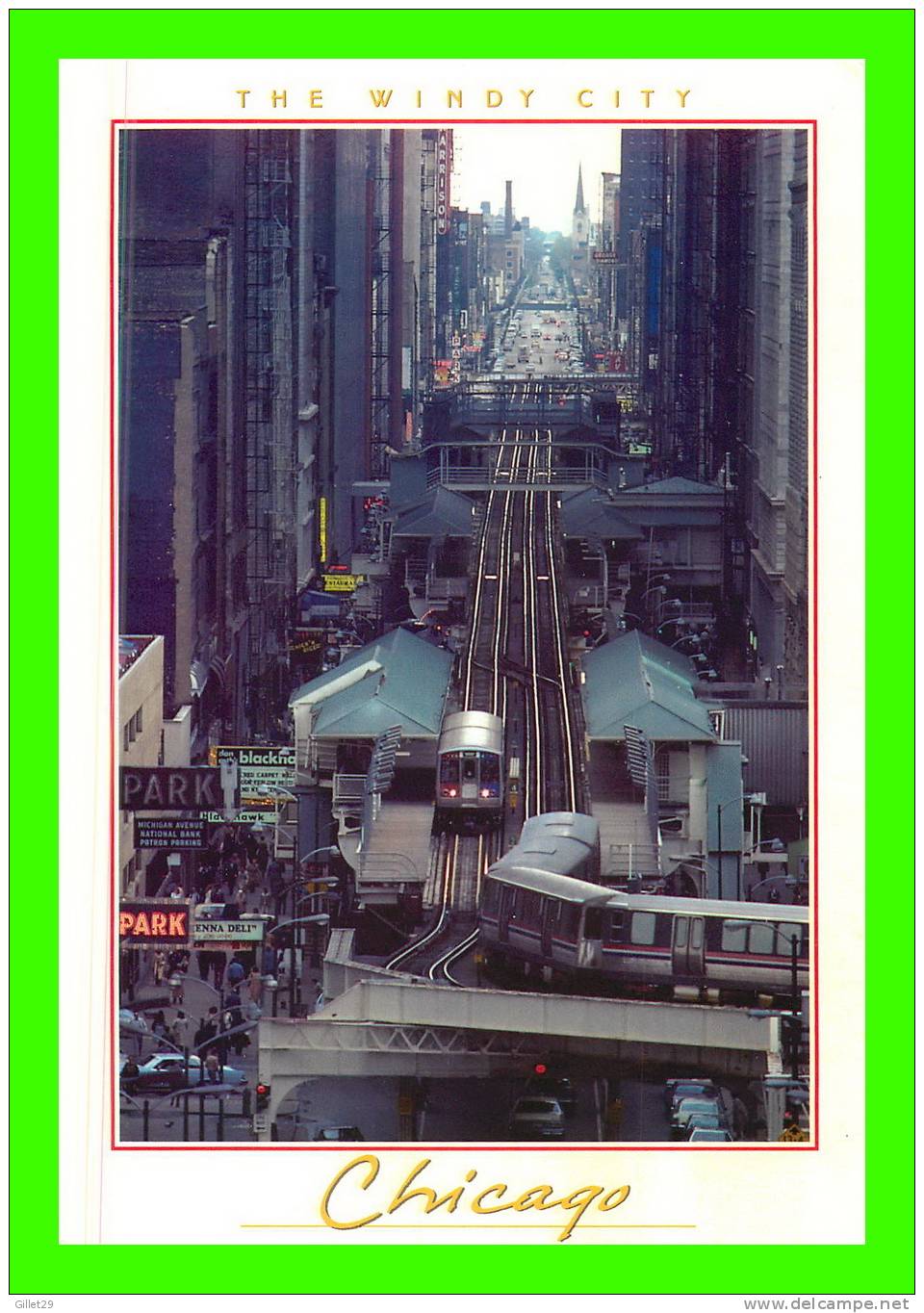 CHICAGO, IL - THE LOOP SUBWAY/TRAIN SYSTEM ON WABASH AVE. - DIMENSION 12 X 17cm - - Chicago