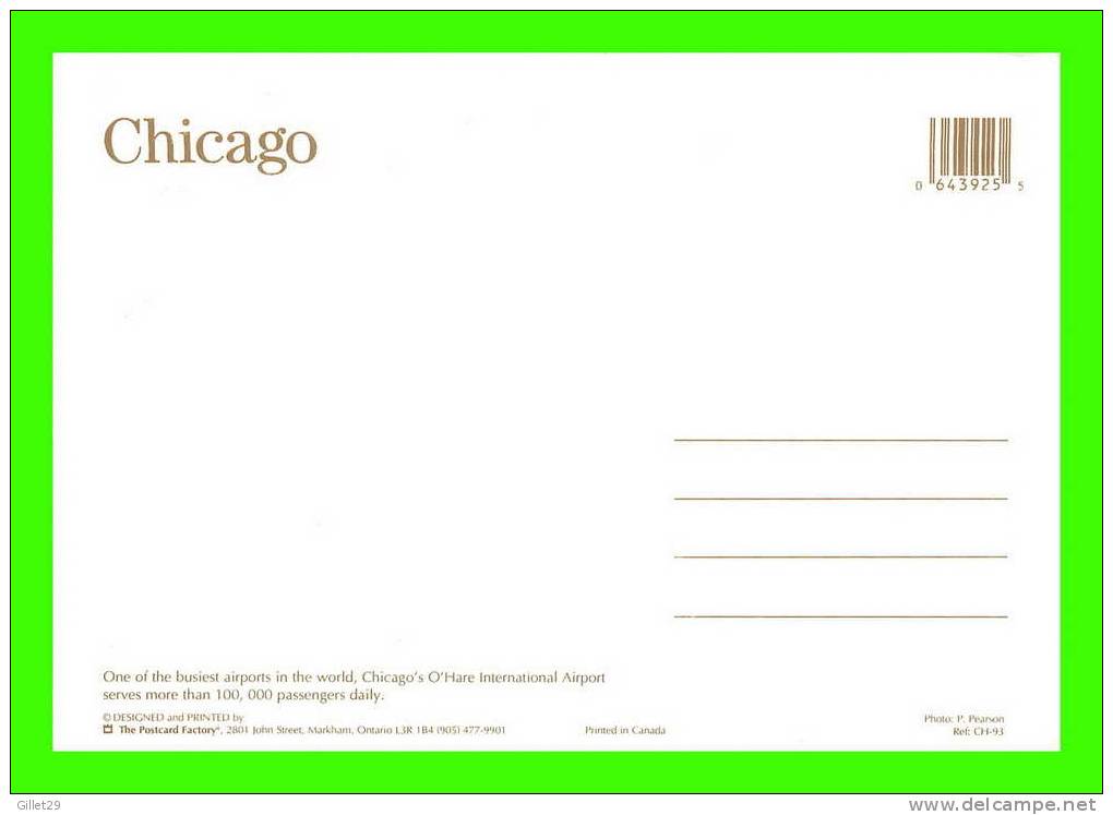 CHICAGO, IL - O´HARE INTERNATIONAL AIRPORT - DIMENSION 12 X 17cm - - Chicago